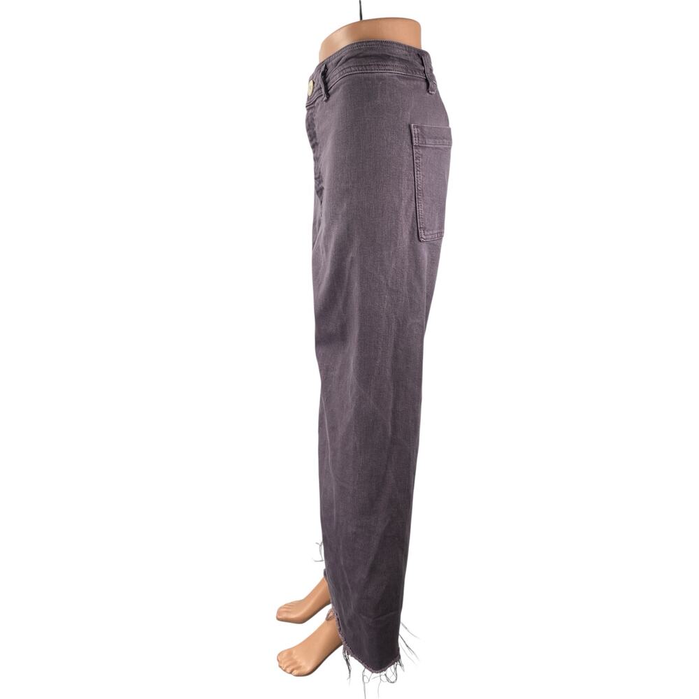 Zara The Marine Purple Raw Frayed Hem Flare Palazzo Wide Leg Denim Jeans Pants 6 - Picture 3 of 5